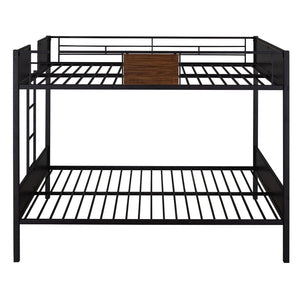 English Elm Full-over-full Steel Bunk Bed with Wood Grain Panels Safety Rail and Built-in Ladder MF291654AAD