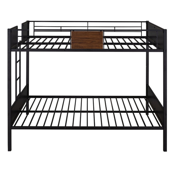 English Elm Full-over-full Steel Bunk Bed with Wood Grain Panels Safety Rail and Built-in Ladder MF291654AAD