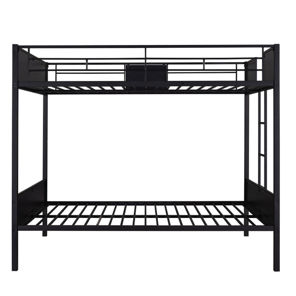 English Elm Full-over-full Steel Bunk Bed with Wood Grain Panels Safety Rail and Built-in Ladder MF291654AAD