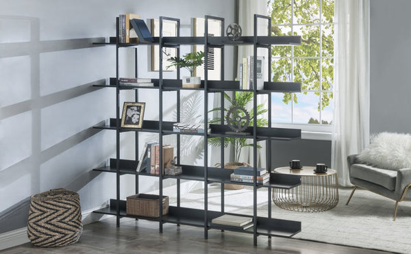 English Elm [video] Five Tier Industrial Open Bookshelf Steel Frame Mdf Shelves Home Office Storage Black N725P387978Z