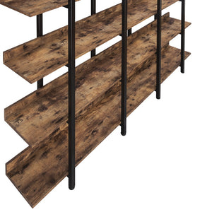English Elm 5 Tier Bookcase Industrial Open Bookshelf with Steel Frame, 80lb Shelves, Anti-Fall Device Brown N725P247766T