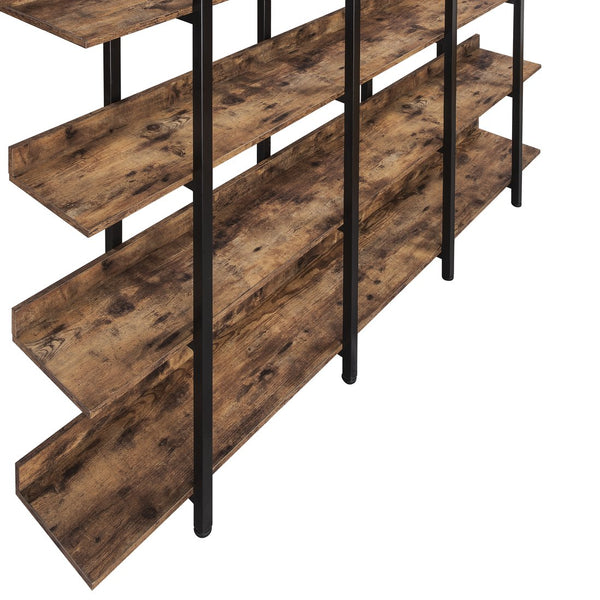 English Elm 5 Tier Bookcase Industrial Open Bookshelf with Steel Frame, 80lb Shelves, Anti-Fall Device Brown N725P247766T