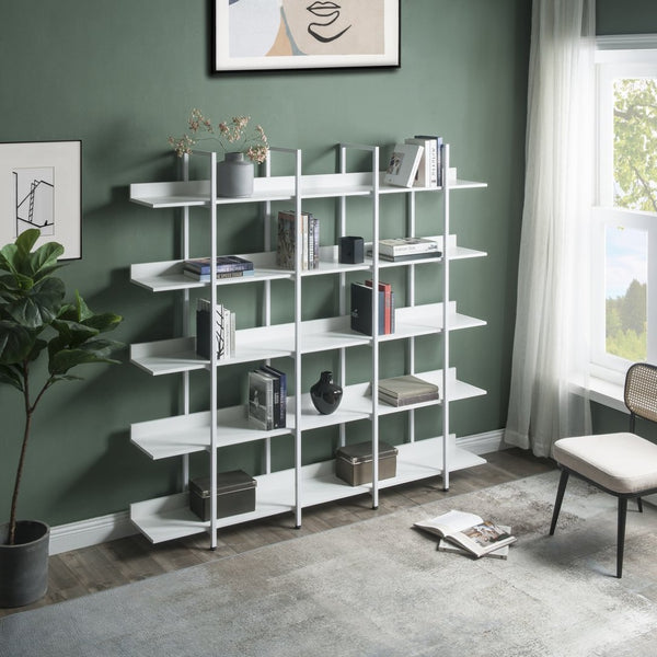 English Elm [video] Five Tier Industrial Open Bookshelf Steel Frame Mdf Shelves Home Office Storage White N725P387978W