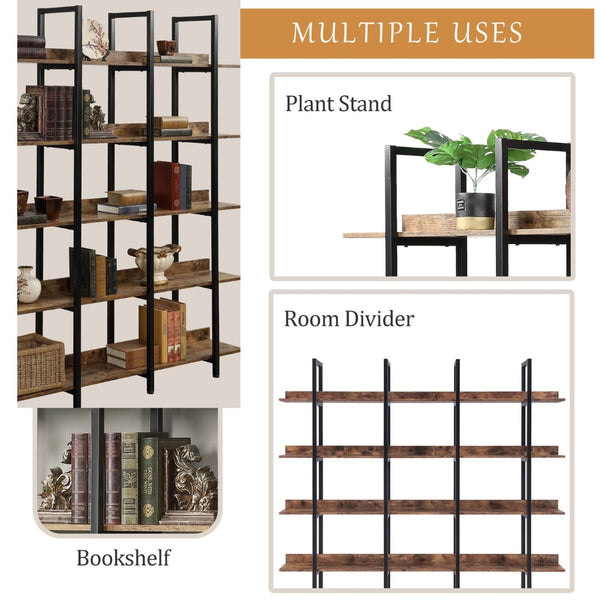 English Elm [video] Five Tier Industrial Open Bookshelf Steel Frame Mdf Shelves Home Office Storage N725P387978T