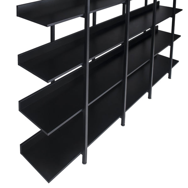 English Elm [video] Five Tier Industrial Open Bookshelf Steel Frame Mdf Shelves Home Office Storage Black N725P387978Z