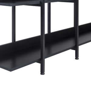 English Elm 5 Tier Bookcase Industrial Open Bookshelf with Steel Frame, 80lb Shelves, Anti-Fall Device Black N725P247766Z