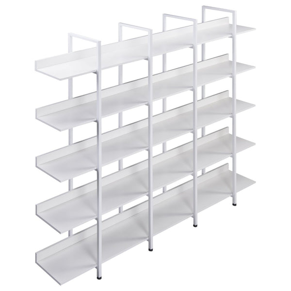 English Elm [video] Five Tier Industrial Open Bookshelf Steel Frame Mdf Shelves Home Office Storage White N725P387978W