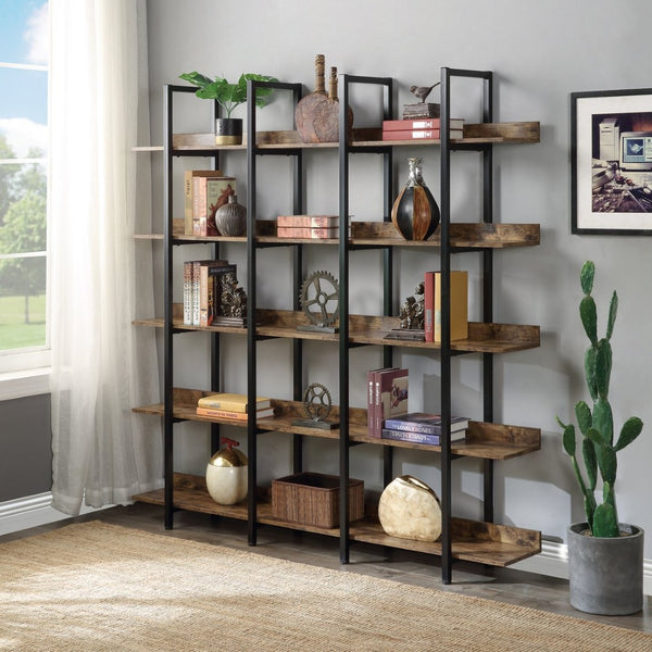 English Elm [video] Five Tier Industrial Open Bookshelf Steel Frame Mdf Shelves Home Office Storage N725P387978T