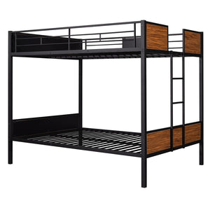 English Elm Full-over-full Steel Bunk Bed with Wood Grain Panels Safety Rail and Built-in Ladder MF291654AAD