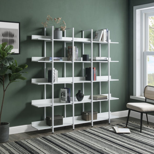 English Elm [video] Five Tier Industrial Open Bookshelf Steel Frame Mdf Shelves Home Office Storage White N725P387978W