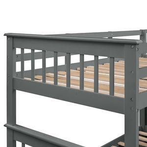 English Elm Stairway Twin Over Full Bunk Bed with Trundle Stair Storage and Guard Rail LT000119AAE-1