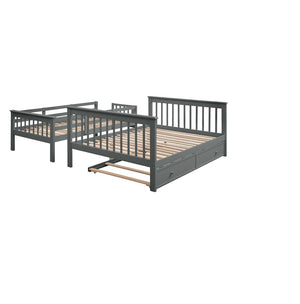 English Elm Stairway Twin Over Full Bunk Bed with Trundle Stair Storage and Guard Rail LT000119AAE-1