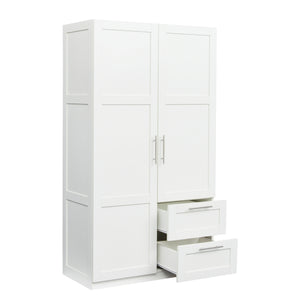 English Elm High Versatile Storage Cabinet With 2 Doors, 2 Drawers & 5 Compartments For Modern Spaces W331S00071