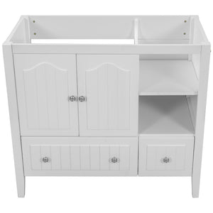 English Elm 36" Bathroom Vanity Base Only, Solid Wood Frame and Mdf Boards, White