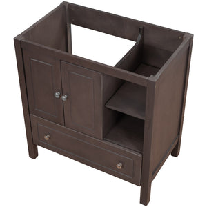 English Elm 30" Bathroom Vanity Base Only, Solid Wood Frame, Bathroom Storage Cabinet With Doors and Drawers, Brown