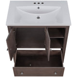 English Elm [Video] 30" Bathroom Vanity With Sink, Bathroom Storage Cabinet With Doors and Drawers, Solid Wood Frame, Ceramic Sink, Brown (Old Sku: Jl000002Aad)