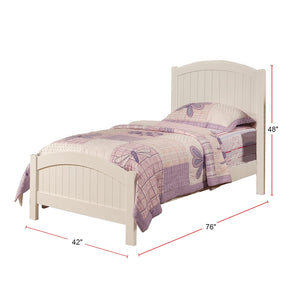 English Elm White Twin Size Bed Nightstand and Chest 3pc Set – White Vertical Carved Headboard, 5-Drawer Chest, Youth Bedroom Elegance HS00F9049-F4238-F4239-ID-AHD