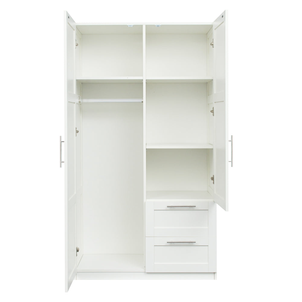 English Elm High Versatile Storage Cabinet With 2 Doors, 2 Drawers & 5 Compartments For Modern Spaces W331S00071