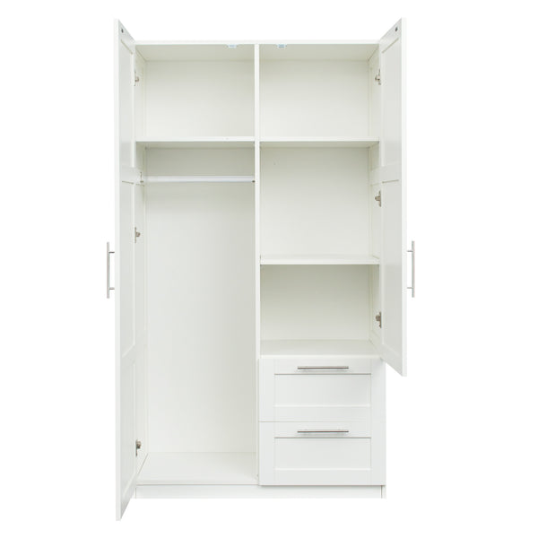 English Elm High Versatile Storage Cabinet With 2 Doors, 2 Drawers & 5 Compartments For Modern Spaces W331S00071