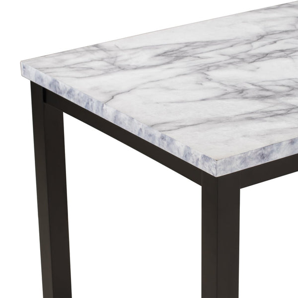 English Elm Trexm Faux Marble Dining Set Rubberwood Frame Copper Nail-head Trim Seats Four WF288300AAK