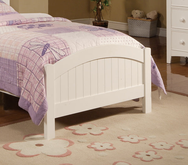 English Elm White Full Size Bedframe with Vertical Carved Headboard, Modern Youth Bedroom, Rubberwood Build Durable Elegant B011S01982