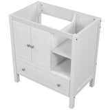 English Elm 30" Bathroom Vanity Base Only, Solid Wood Frame, Bathroom Storage Cabinet With Doors and Drawers, White