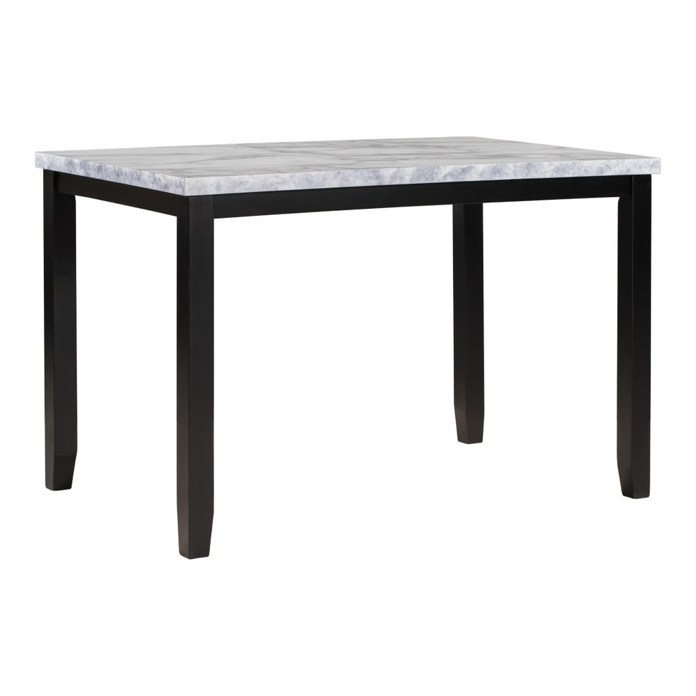 English Elm Trexm Faux Marble Dining Set Rubberwood Frame Copper Nail-head Trim Seats Four WF288300AAK