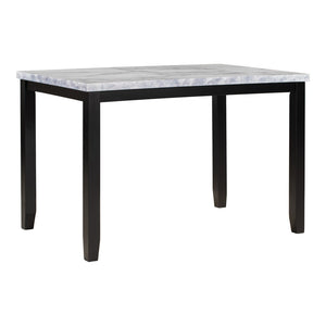 English Elm Trexm Faux Marble Dining Set Rubberwood Frame Copper Nail-head Trim Seats Four WF288300AAK