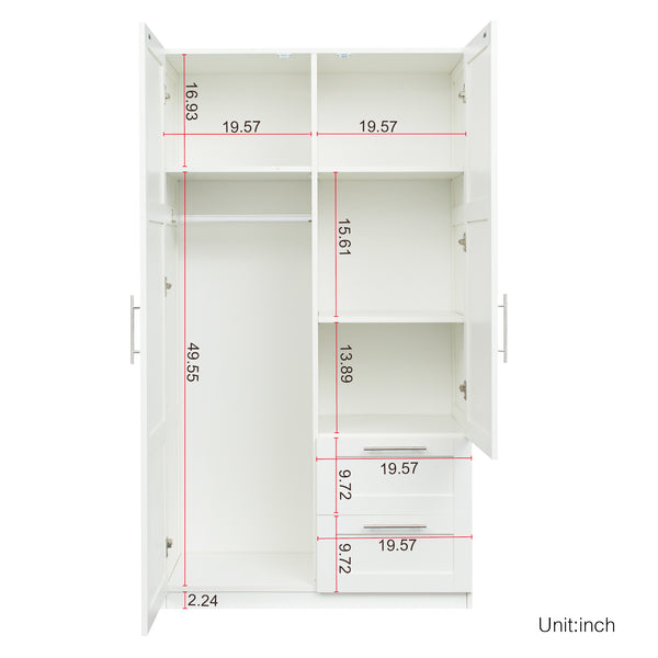 English Elm High Versatile Storage Cabinet With 2 Doors, 2 Drawers & 5 Compartments For Modern Spaces W331S00071