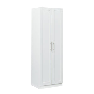 English Elm High Space-Saving Cabinet With 2 Doors, 3 Partitions For Organized Storage In Modern White Finish W331S00080