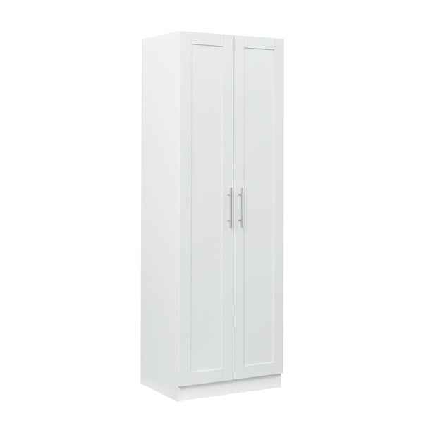 English Elm High Space-Saving Cabinet With 2 Doors, 3 Partitions For Organized Storage In Modern White Finish W331S00080