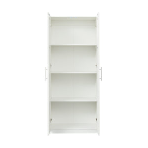 English Elm Pantry Adjustable 2-Door Storage Cabinet with 3 Shelves, Slim White Freestanding Cupboard for Home W331S00076