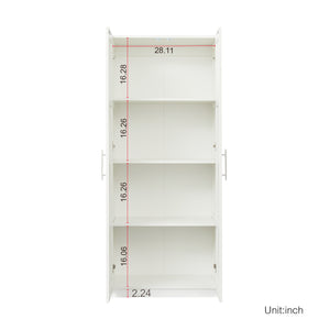 English Elm Pantry Adjustable 2-Door Storage Cabinet with 3 Shelves, Slim White Freestanding Cupboard for Home W331S00076