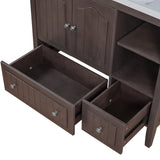 English Elm 36" Bathroom Vanity Base Only, Solid Wood Frame and Mdf Boards, Brown