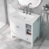 Hearth and Haven Wayne Bathroom Vanity with Sink and Cabinet, White