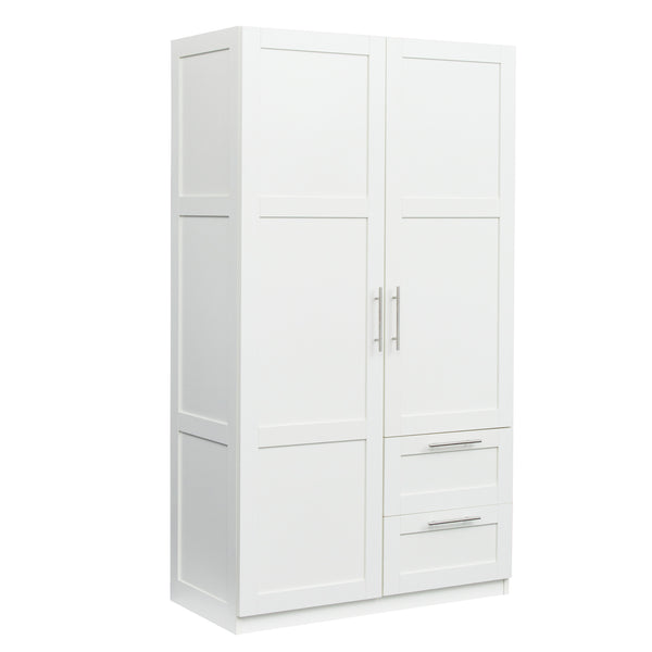 English Elm High Versatile Storage Cabinet With 2 Doors, 2 Drawers & 5 Compartments For Modern Spaces W331S00071