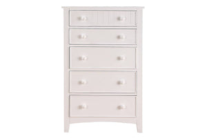 English Elm White Twin Size Bed Nightstand and Chest 3pc Set – White Vertical Carved Headboard, 5-Drawer Chest, Youth Bedroom Elegance HS00F9049-F4238-F4239-ID-AHD
