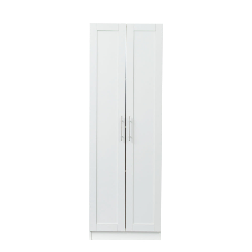 English Elm High Space-Saving Cabinet With 2 Doors, 3 Partitions For Organized Storage In Modern White Finish W331S00080