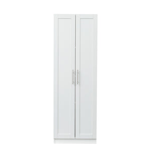 English Elm High Space-Saving Cabinet With 2 Doors, 3 Partitions For Organized Storage In Modern White Finish W331S00080