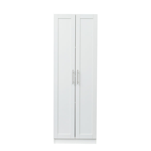 English Elm High Space-Saving Cabinet With 2 Doors, 3 Partitions For Organized Storage In Modern White Finish W331S00080