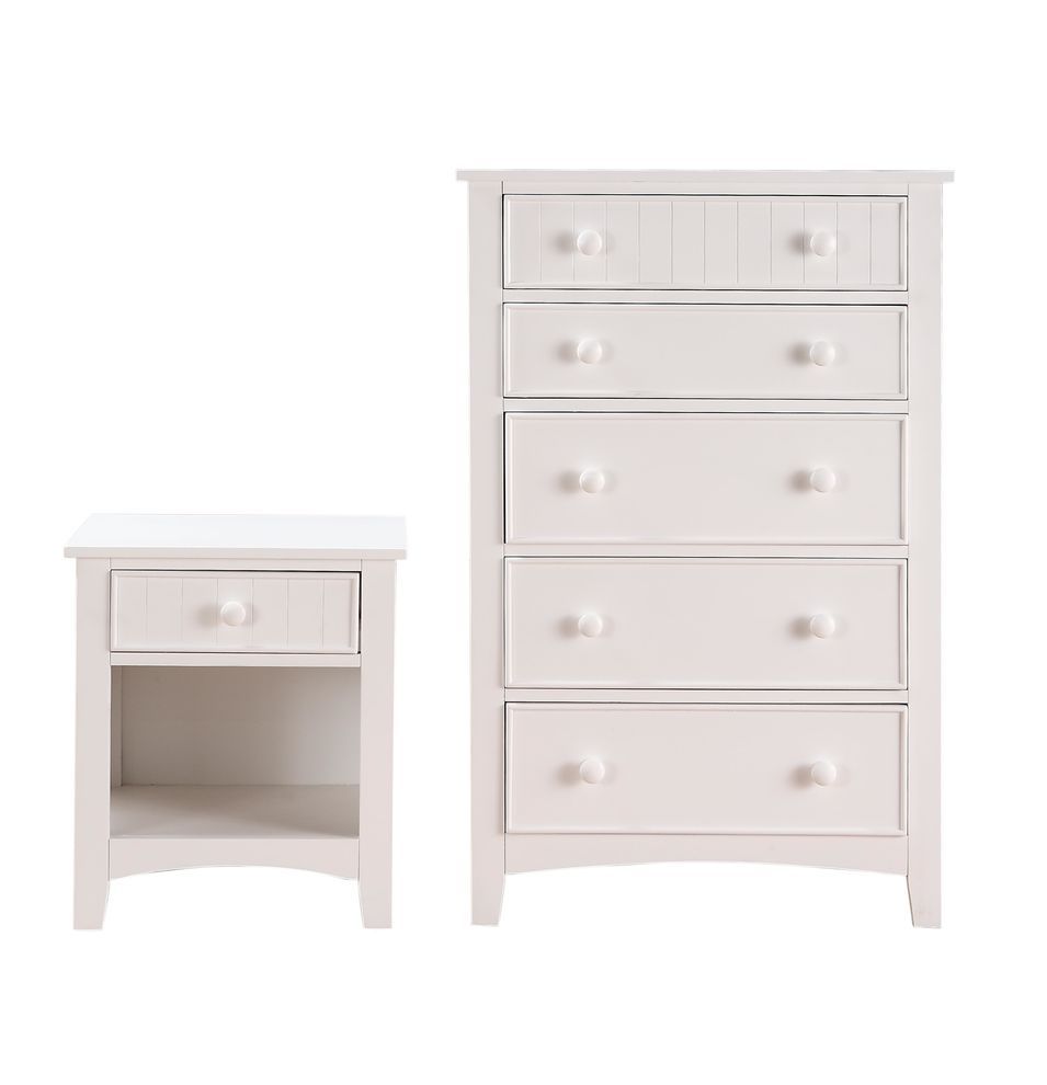 English Elm Contemporary 5-Drawer Chest with Pine Veneer & Open Shelf for Bedroom Storage, Sleek Minimal Design White 51 L x 34 W x 20 H HS00F4239-ID-AHD