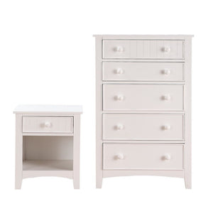 English Elm Contemporary 5-Drawer Chest with Pine Veneer & Open Shelf for Bedroom Storage, Sleek Minimal Design White 51 L x 34 W x 20 H HS00F4239-ID-AHD