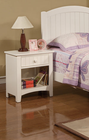 English Elm White Modern Nightstand with Drawer & Open Shelf, Pine Veneer MDF, 22x16x24" Compact Accent Table HS00F4238-ID-AHD