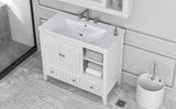 English Elm [Video] 36" Bathroom Vanity With Ceramic Basin, Bathroom Storage Cabinet With Two Doors and Drawers, Solid Frame, Metal Handles, White