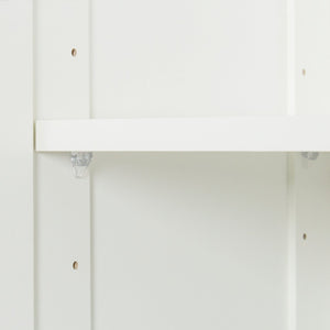 English Elm Pantry Adjustable 2-Door Storage Cabinet with 3 Shelves, Slim White Freestanding Cupboard for Home W331S00076