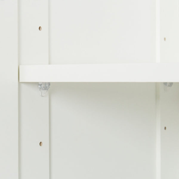English Elm Pantry Adjustable 2-Door Storage Cabinet with 3 Shelves, Slim White Freestanding Cupboard for Home W331S00076