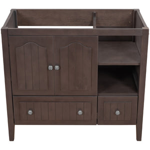 English Elm 36" Bathroom Vanity Base Only, Solid Wood Frame and Mdf Boards, Brown