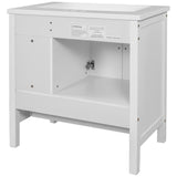 English Elm 30" Bathroom Vanity Base Only, Solid Wood Frame, Bathroom Storage Cabinet With Doors and Drawers, White