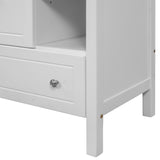 English Elm 30" Bathroom Vanity Base Only, Solid Wood Frame, Bathroom Storage Cabinet With Doors and Drawers, White