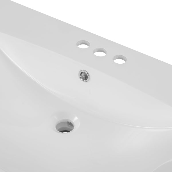 English Elm 36" Modern Ceramic Vanity Top with White Undermount Basin, Center Sink, 3-Hole 4" Faucet Ready N725P171539K